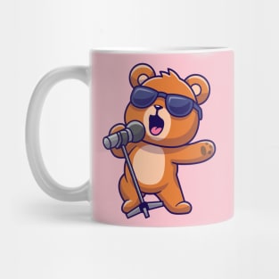 Cute Bear Singing Cartoon Mug